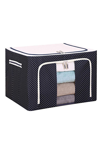 HALAMODO صندوق قابل للطي من قماش أكسفورد باللونين الأزرق والأبيض مع إطار فولا...