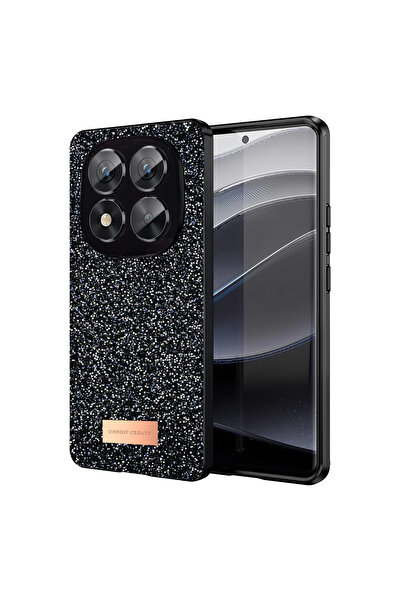 Marsilyan غطاء لامع لونج Redmi Note 14 Pro 5g من Onegif - أسود