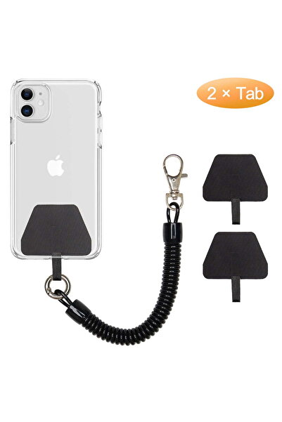 Saharaz حبل هاتف محمول زنبركي (قطعتان)، حبل مرن عالمي مضاد للسرقة ومضاد للضيا...