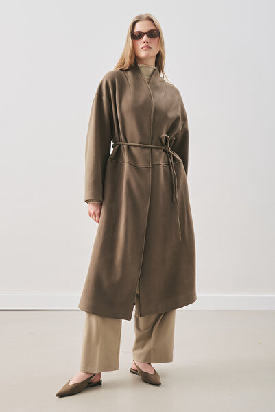 Manuka Soft Clothed Overcoat with Shoulder Straps Khaki