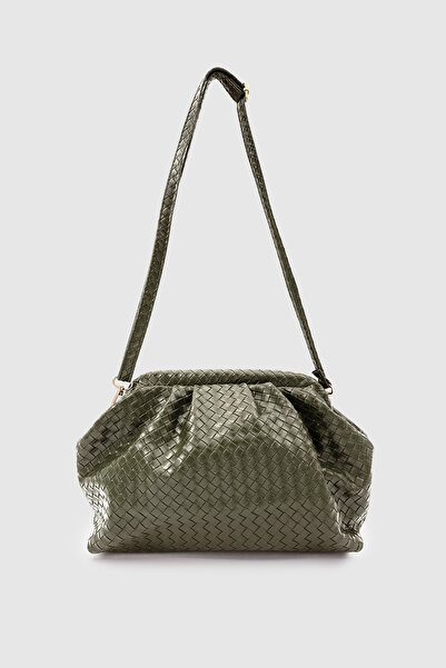 Wuclo Arvia Knitted Pattern Soft Form Adjustable Crossbody Strap Handbag Khaki