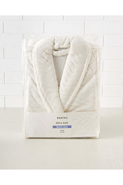 REDTAG Cream Flannel Fleece Bathrobe ( L)