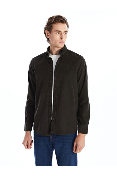 LC Waikiki Ανδρικό πουκάμισο με μακρυμάνικο βελούδο κατηγορίας Regular Fit SOUTHBLUE