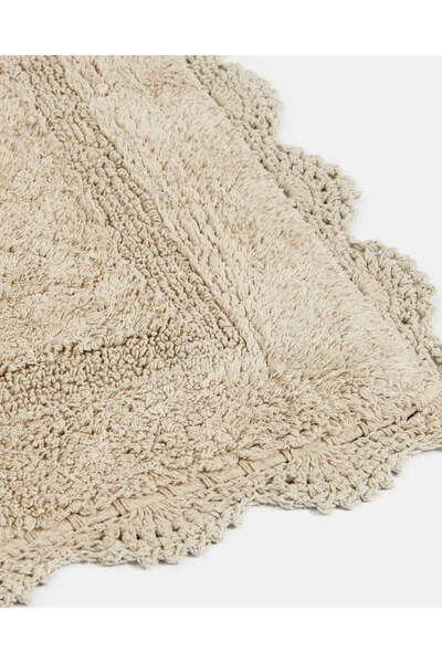 REDTAG Beige Crochet Tufted Bathmat