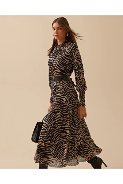 SEÇİL Zebra Patterned Belted Dress