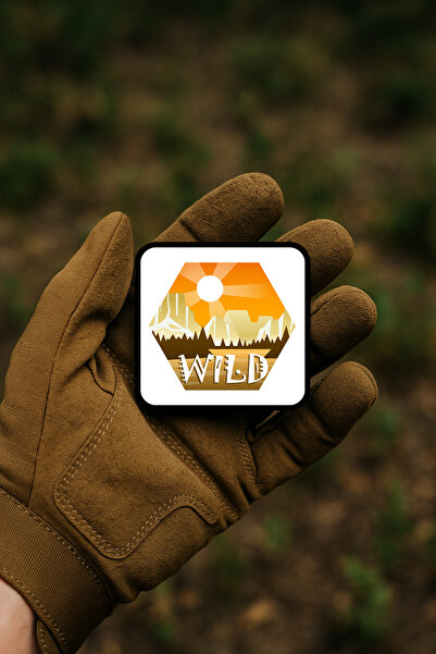 AHWALL رقعة / شارة / شعار برتقالي بتصميم غروب الشمس وكتابة 'WILD' ذات طابع طبيعي