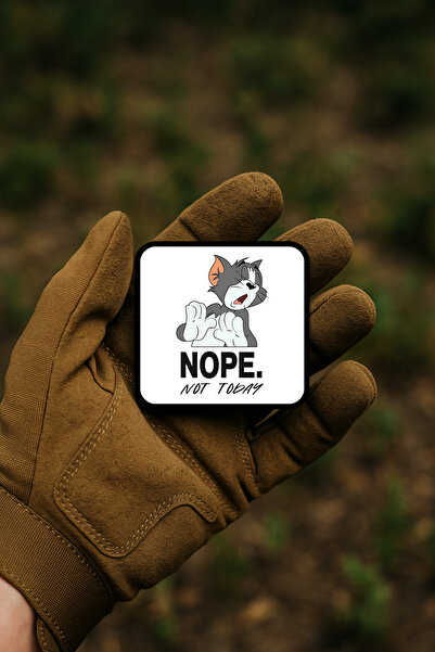 AHWALL لا. شارة/شريط/شارة شعارية مكتوب عليها 'ليست اليوم' بتصميم القط المتعب ...