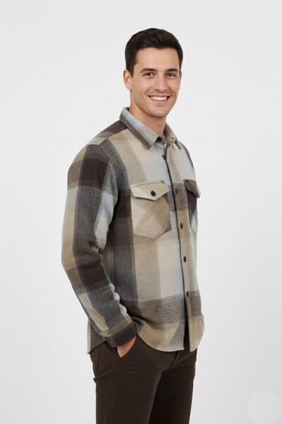 DYNAMO Men's Plaid Silim Fit Lumberjack Shirt Double Pocket 9971 Bgl-St04920