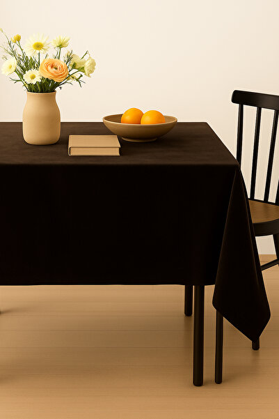 De'Vor Velvet Textured Tablecloth |   Stylish, Soft, Stain-Resistant Brown Tablecloth