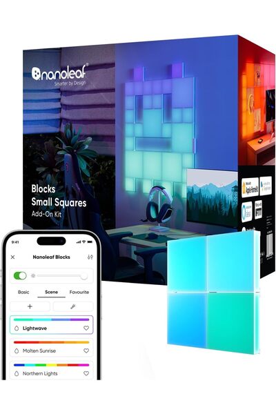 Nanoleaf Extension Kit - 4 Mini Squares (Starter Kit Required), RGBW LED Panels, 2700–6500K