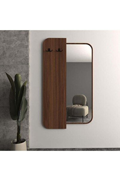 4gdran A luxurious wall mirror with a modern and elegant wooden frame in the color (walnut).
