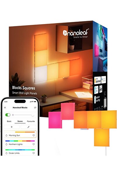 Nanoleaf Blocks Squares Smarter Kit - WiFi Smart RGBW 16M+ Color LED Wall Light Panels (6pk)