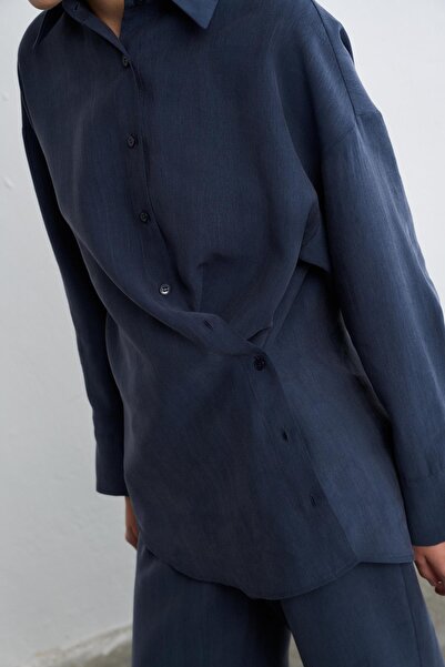 Zeyyen DAY TO NIGHT CUPRO GÖMLEK LACİVERT