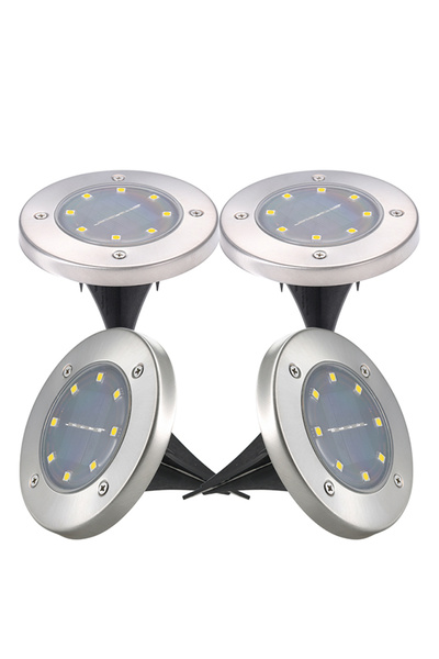 HALAMODO Solar Powered Outdoor Ground Light 4 Piece Set Warm White 12x2.5cm