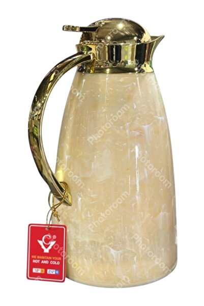 WDA Luxury Thermal Carafe with Gold Accents, Pearl White, Double-Wall Insulated