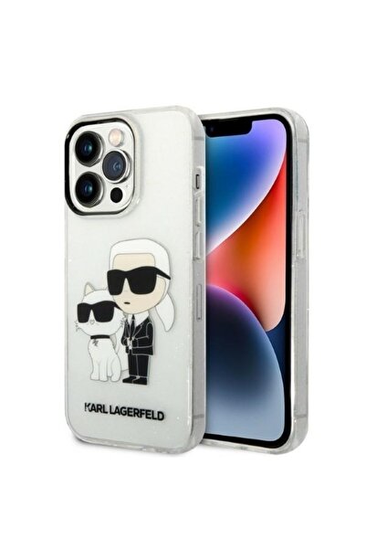 Karl Lagerfeld Carcasă pentru iPhone 14 Pro, cu sclipici, transparentă