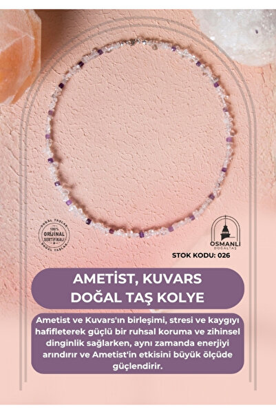 OSMANLI DOĞAL TAŞ Certified Amethyst, Quartz Natural Stone Pendant (Sk:026)