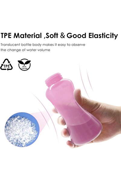 TPE Mini Peri Bottle, 350ml Portable Travel Bidet with Carry Bag, Material(Pink)