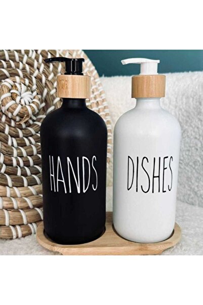 Home 2'li أطباق الأيدي أسود أبيض ديكور المطبخ الحمام السائل الزجاج موزع الصاب...