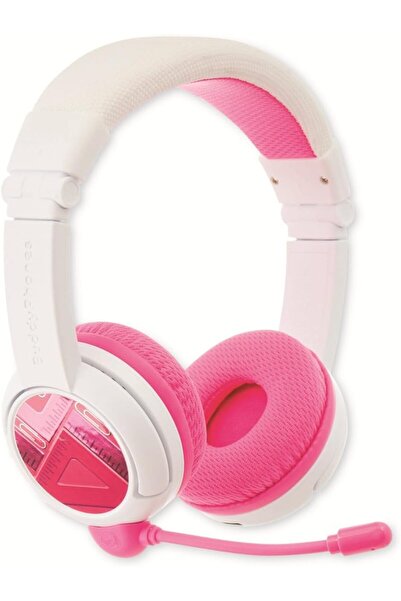 Onanoff BuddyPhones School+ Wireless Volume-Limiting Kids Headphones w/ Boom Microphone - Pink