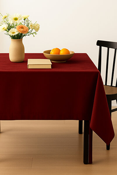 De'Vor Velvet Textured Tablecloth | Stylish, Soft, Stain-Resistant Burgundy Tablecloth