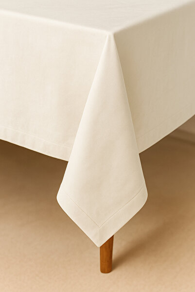 De'Vor Velvet Textured Tablecloth | Stylish, Soft, Stain-Resistant Ecru Tablecloth