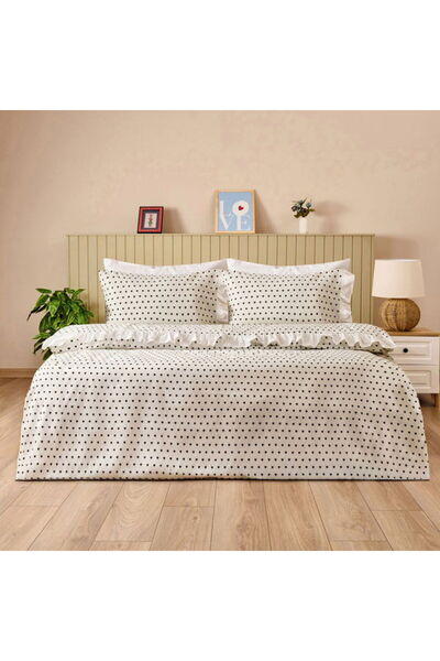 Evidea Soft Moyo Çift Kişilik Nevresim Takımı - Beyaz / Antrasit