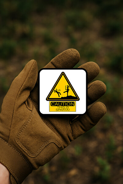 AHWALL لافتة تحذيرية مكتوب عليها: “تحذير: هذه سبارتا!” - رقعة/شارة/شعار تحذيري مرح