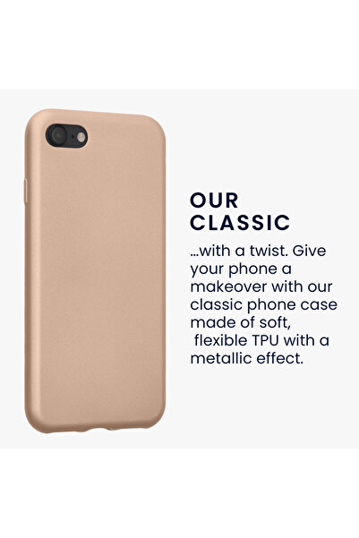 KWmobile Case for Apple iPhone SE (2022)/iPhone SE (2020)/iPhone 8, Gold, Silicone, KWM0000085R012C