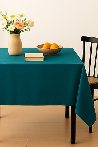 De'Vor Velvet Textured Tablecloth |   Stylish, Soft, Stain-Resistant Turquoise Tablecloth