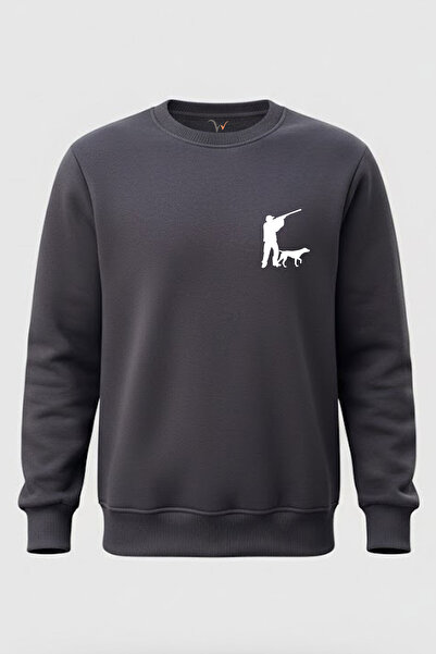 WİDİ Φούτερ καπνιστού από 100% βαμβάκι Hunting Hunter And Hunting Dog Design ...