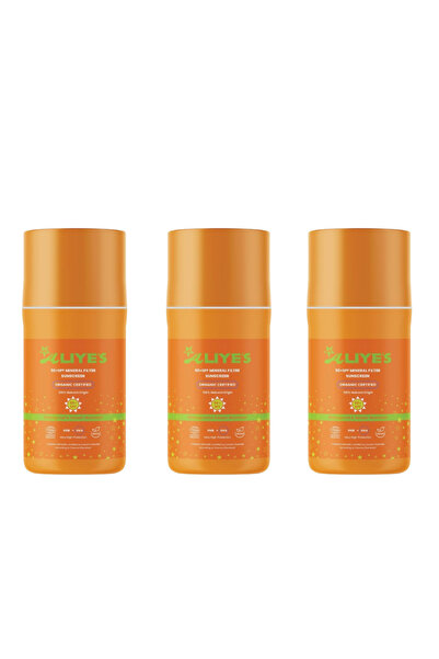 A Aliye's مجموعة من 3 كريمات واقية من الشمس عضوية بعامل حماية 50 مع فلتر معدن...