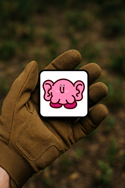 AHWALL رقعة/وشاح/شارة كرتونية لطيفة على شكل مخلوق وردي ذو أذنين كبيرتين