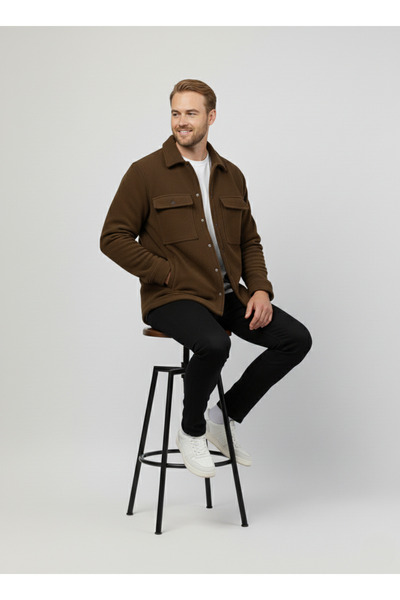 a02teks Ανδρικό πουκάμισο ελαφρύ Sports Cut Coat με κουμπωτά φλις ανδρικό πουκάμισο