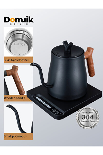 Domuik Electric Gooseneck Kettle 1000ML 1000W with 7 Temperature Settings