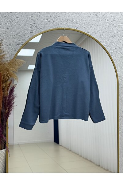 BENAHOLL Ferista Gold Buttoned Short Cardigan-Zi̇6157 Indigo