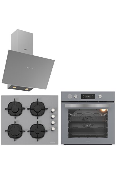 Silverline Gri Cam Ankastre Set BO65P4S01-CS5700E6S01-3481 Flam Gri (Buhar ve Airfryer Özellikli Fır