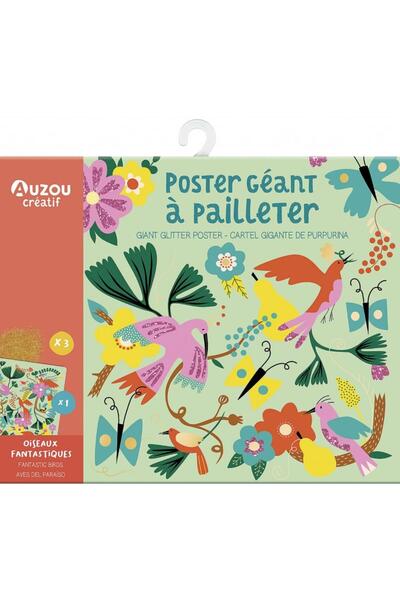 Auzou Set creativ - Poster urias cu sclipici - Pasari fa