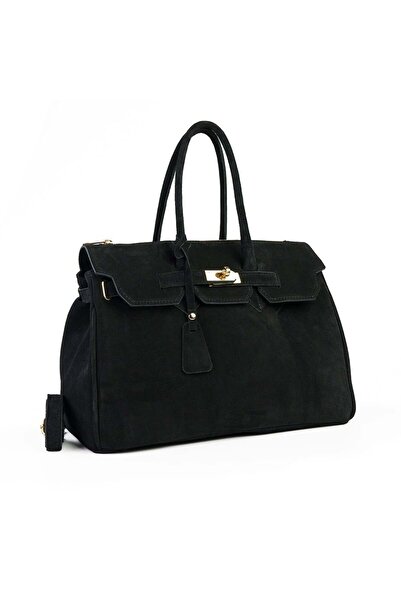 Posete Fagaras Τσάντα Claire από δέρμα - Σουέτ - Μαύρη, 1 διαμέρισμα, 2 τσέπε...