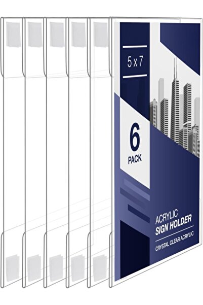 Slasa حامل لافتات أكريليك مثبت على الحائط بإطار عرض شفاف (5 × 7 بوصة)