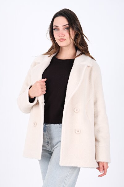 sdf line Yün görünümlü kumaş Kruvaze kapama Cepli Rahat kalıp KABAN