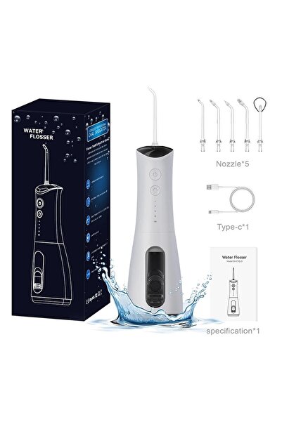 Zefini Oral Irrigator - Mouthwash, 300ml Tank, 5 Heads, 1600 Pulses/Minute, 4 Pressure Levels, IPX7