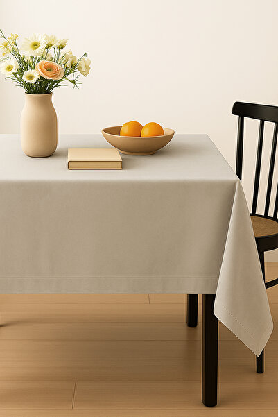 De'Vor Velvet Textured Tablecloth |   Stylish, Soft, Stain-Resistant Stone Color Tablecloth