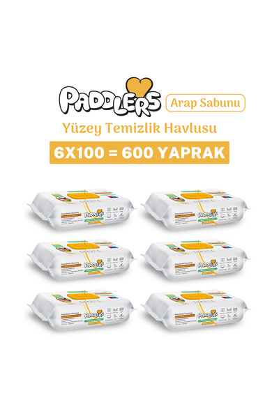 Paddlers Easy Clean Arap Sabunu Katkılı Yüzey Temizlik Havlusu 600 Yaprak (6x...
