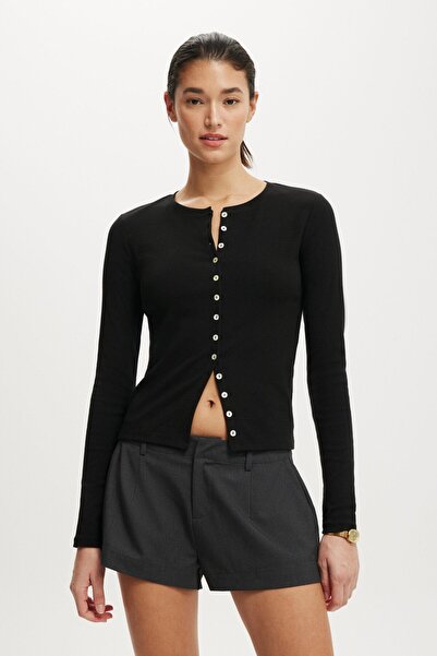 Madmext Black Slim Fit Button Women's Cardigan Mg2580