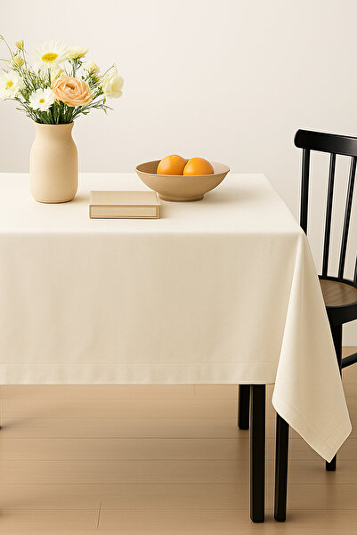 De'Vor Velvet Textured Tablecloth | Stylish, Soft, Stain-Resistant Ecru Tablecloth