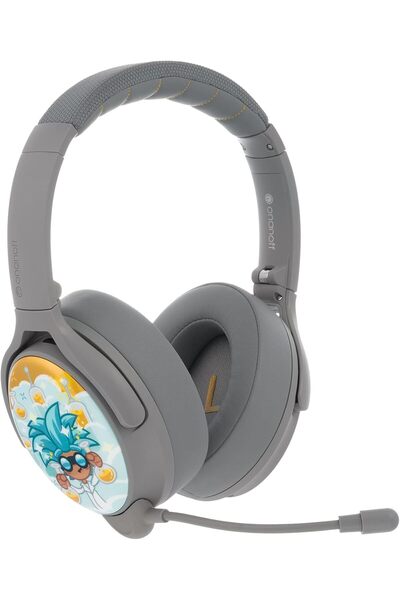 BuddyPhones ONANOFF Cosmos+ ANC Bluetooth Headphones for Kids, Grey Matt