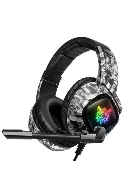 Onikuma سماعة رأس للألعاب K19 مزودة بميكروفون RGB وسماعات رأس سلكية للكمبيوتر