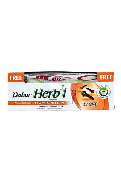 dabur herb'l معجون اسنان بالقرنفل العشبي مع فرشاة اسنان من دابر 150مل