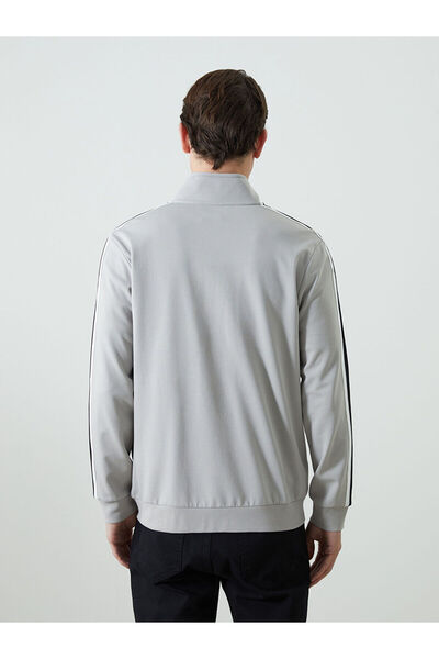 LC Waikiki Gray Stand Collar Long Sleeve Men's Zippered Sweatshirt